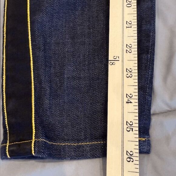 Victoria Beckham Side Stripe Tapered Jeans Dark Wash Black & Gold Stripe Size 28 - Picture 11 of 12
